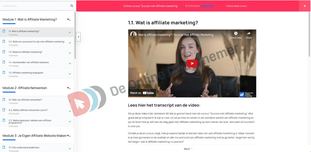 Succes met Affiliate Marketing - Module 1 Copyright DeOnlineOndernemer.nl